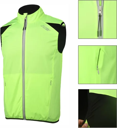 Vista 4 de bpbtti Chaleco de ciclismo para hombre, rompevientos sin mangas con dos bolsillos laterales (2.0), resistente al viento, transpirable y reflectante