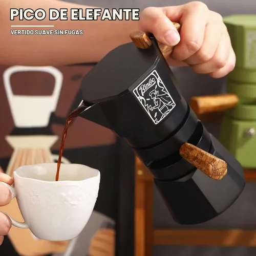 Vista 2 de Bincoo Máquina de café expreso de 4.1 fl oz, doble válvula, olla moka con extractor de termostato, evita la extracción excesiva, olla italiana