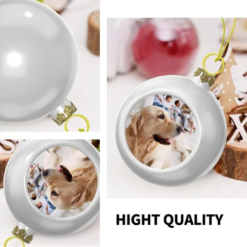 Vista 6 de Adorno de bola de Navidad, bola de árbol de Navidad personalizada, adornos para colgar fotos, inastillables, colgantes personalizados, regalo