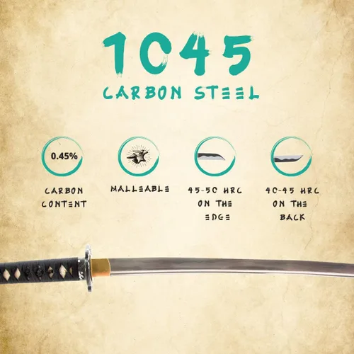 Vista 3 de Handmade Sword – Espada Samurai Katana, práctica, forjada a mano, acero al carbono 1045, templada al calor / arcilla, enredadera completa, afilada