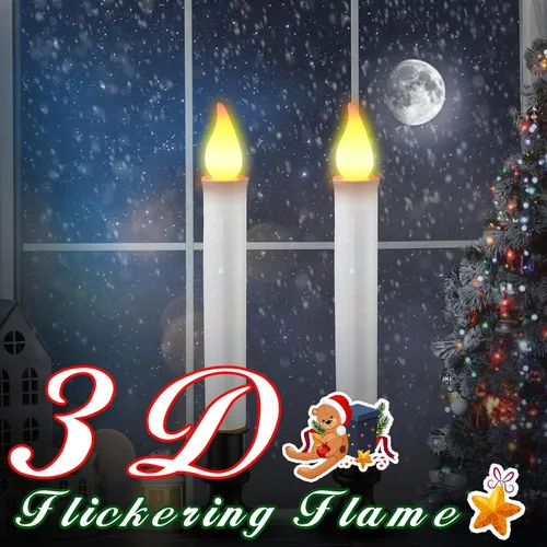 Vista 5 de Baquler 8 piezas de velas de ventana LED de Navidad con sensor del anochecer al amanecer, sensor de luz, 23.8 cm, velas sin llama con batería, velas
