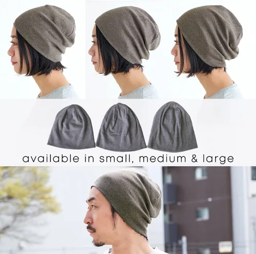 Vista 2 de CHARM Gorro de algodón orgánico para hombre, gorro de punto holgado para mujer, fabricado en Japón