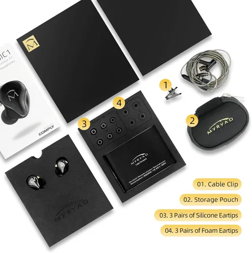 Vista 7 de SHANLING Auriculares intrauditivos Music1, controlador dinámico de 0.354 in, auriculares IEM con controles de micrófono y reproducción, auriculares
