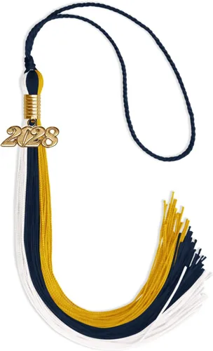 Vista 117 de Endea - Borla de graduación de triple color con gota de fecha dorada (negro/dorado/granate, 2020)