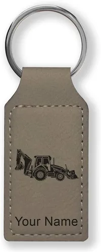 Vista 20 de LaserGram Llavero rectangular, retroexcavadora, grabado personalizado incluido