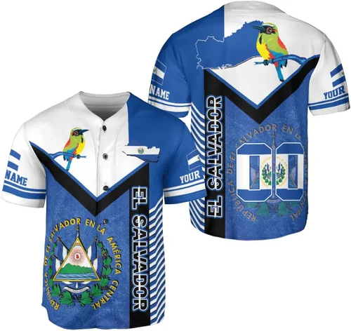 Vista 14 de Camiseta de béisbol de El Salvador personalizada,Camiseta personalizada con la bandera salvadoreña,Orgulloso Jersey Salvadoreña,Jersey del orgullo