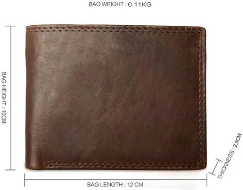 Vista 2 de ZAINJO Wallets For Men Cow Leather Men Wallets with Coin Pocket Vintage Male Purse Function Brown Genuine Leather Men Wallet with Card Holders