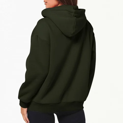 Vista 9 de DOLKFU Sudadera de manga larga con cremallera para mujer, cómoda, de color liso, holgada, casual, ropa de otoño