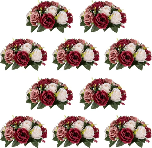 Vista 35 de NUPTIO Rosas Artificiales Negras Flores: Ramo de Flores Falsas Decoraciones de Halloween - 15 Cabezas Centros de Mesa de Rosas Artificiales con Base