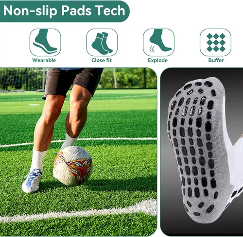 Vista 3 de 246 Pairs Men's Soccer Socks Grip Pads Non Slip Football Baseball Soccer Socks for Men Women