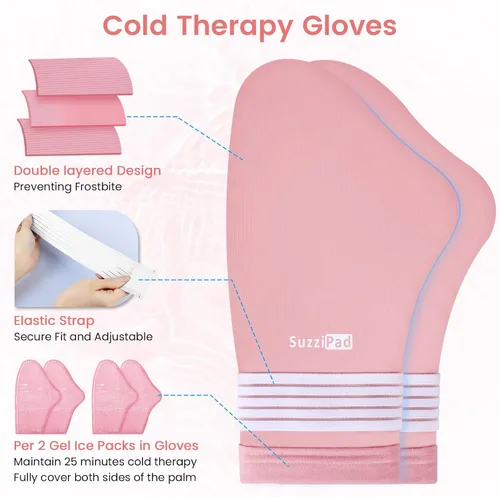 Vista 5 de SuzziPad Paquete de cuidado de quimioterapia para mujeres y hombres, guantes de enfriamiento, calcetines y gorras frías para quimioterapia, ideal