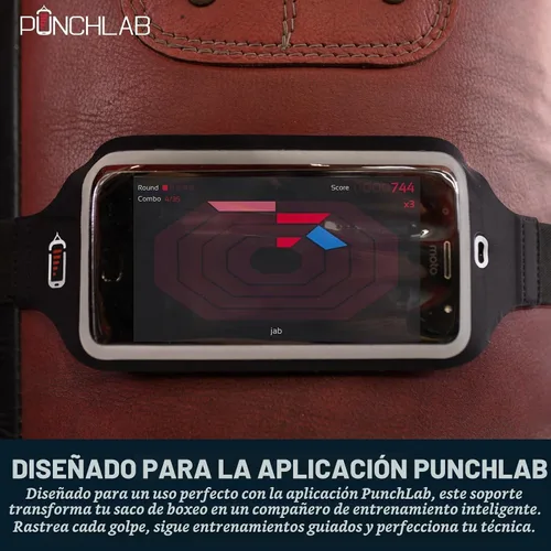 Vista 7 de Soporte de teléfono de boxeo para saco de boxeo – Soporte de correa para bolsa pesada con rastreador de perforación, se adapta a todas las bolsas