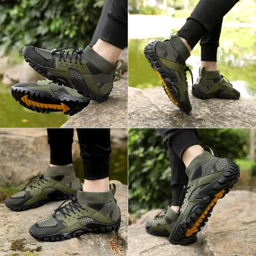 Vista 5 de Men Women Water Hiking Shoes Barefoot Slip Resistant High Top Wading Shoes for Walking Fishing River Creek Kayaking