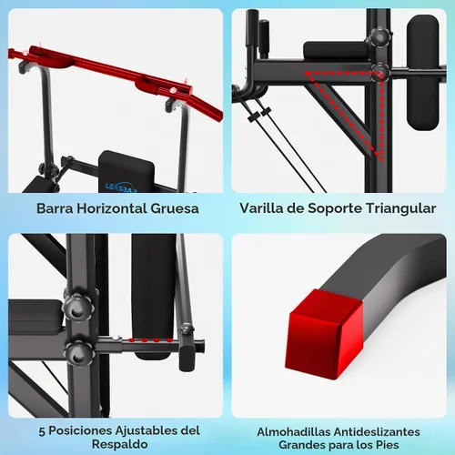 Vista 3 de Power Tower Pull Up Dip Station, Heavy Duty Pull Up Station Dip Bar Station Multi-Function Home Gym Strength Training Fitness Equipment 500LBS