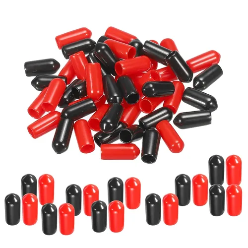 Vista 43 de MECCANIXITY 50 unids tapas de goma Surtido de 0.079 in PVC vinilo tornillo rosca protector para tornillo tornillo negro rojo