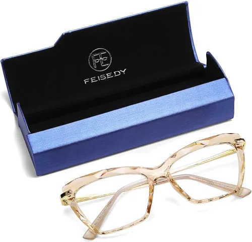 Vista 8 de FEISEDY Marco de gafas de ojo de gato, lentes transparentes, gafas para mujer B2440