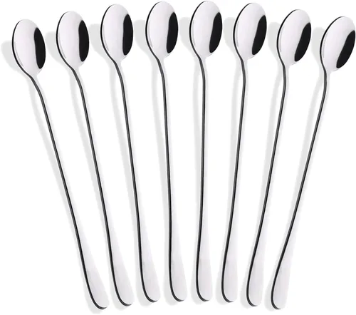 Vista 8 de Hiware Cucharas de mango largo de 9 pulgadas con acabado mate negro para té helado, cuchara de café, cuchara de helado, cucharas de acero inoxidable