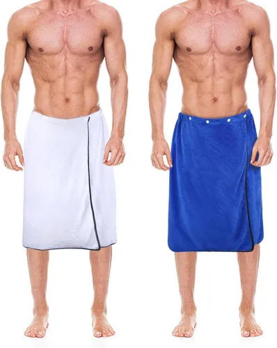 Vista 12 de kilofly 2 toallas de baño ajustables para hombre con cierre a presión, 26 x 54 pulgadas Azul y caqui