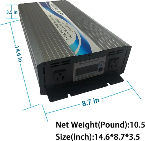 Vista 3 de Inversor de corriente de onda sinusoidal pura de 3000 W fuera de la red, 48 V CC a 110 V 120 V CA con pantalla LCD para autocaravana, camping
