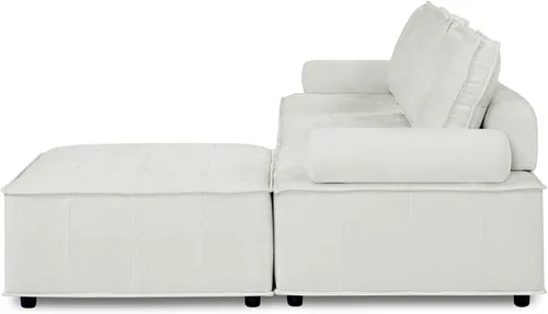 Vista 64 de Quarte Sofá seccional en forma de U, sofá modular con dos asientos individuales, dos sillas, combinación de bricolaje, tela de hilo en bucle Beige/5