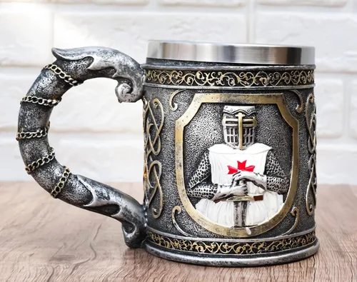 Vista 7 de Ebros Gift Taza de 15 oz con diseño de pergamino escudo de armas medieval Templario Cruzado Cruzado de los Caballeros de la Cruz Taza de café