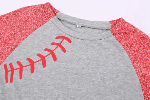 Vista 6 de Camisetas de béisbol para mujer, manga larga, raglán, casual, cuello redondo