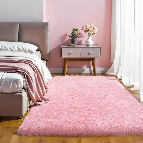 Vista 83 de KICHOWUA - Tapete grueso y esponjoso de 3 x 5 pies, color negro, ultrasuave, lavable, antideslizante, acogedor y peludo, para sala, dormitorio