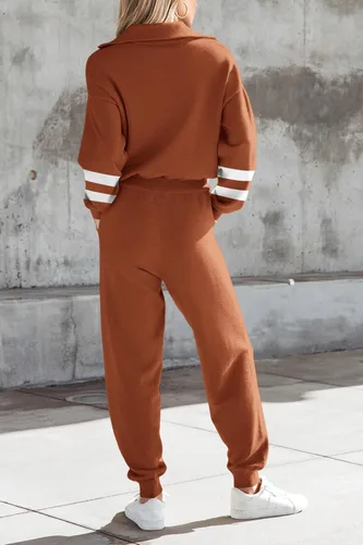 Vista 9 de PRETTYGARDEN Conjunto de suéter de 2 piezas para mujer, sudadera con cremallera, pantalones deportivos, ropa casual