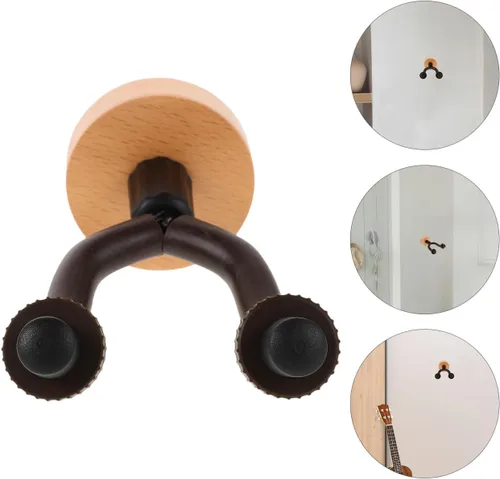 Vista 8 de ibasenice Gancho de pared para guitarra de madera, fácil instalación sin taladro, para guitarras eléctricas y bajas, soporte de madera resistente
