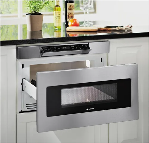 Vista 9 de SHARP SMD3070ASY - Horno de microondas con cajón, 30 pulgadas, 1.2 pies cúbicos, 950 vatios, panel de control táctil en ángulo oculto con pantalla