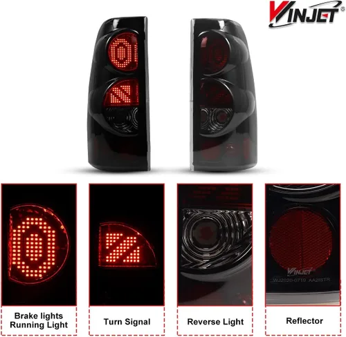 Vista 4 de Winjet Luces traseras LED aptas para Chevrolet Silverado 1999-2006 y 1999-2003 GMC Sierra montaje de luz trasera con luz LED intermitente/luz