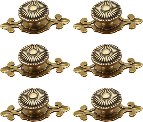 Vista 17 de HUAMULAN Paquete de 10 Pomos de Cerámica Retro, Tiradores Vintage para Cómoda Cocina con Pétalos para Gabinete, Base de Aleación de Zinc, Placa
