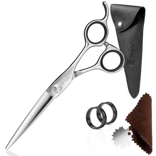 Vista 9 de Tijeras Profesionales para Cabello de 5 Pulgadas con Cuchillas Extremadamente Afiladas, Tijeras de Corte de Cabello de Acero 440C, Duraderas