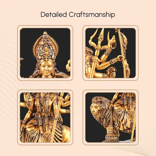 Vista 4 de Artarium Shri Durga MATA Idol Estatua antigua Sherawali MATA Shri Vaishno Devi Maa Durga MATA Idol para tablero de automóvil y decoración