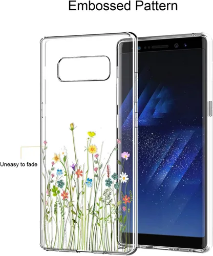 Vista 2 de Unov Funda para Galaxy Note 8 transparente con diseño de TPU suave absorción de golpes Slim Embossed Patrón de cubierta trasera protectora