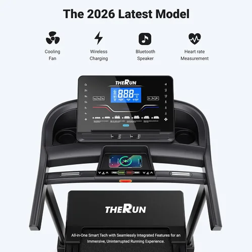 Vista 14 de THERUN Cinta de correr con inclinación automática al 20%, motor de 12 MPH y 3.5 HP, cinturón de correr grande de 55 x 20 pulgadas con consola