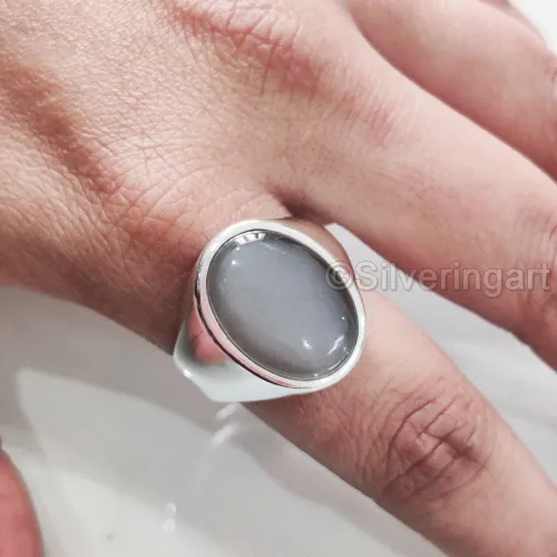 Vista 8 de Grey Moonstone Ring, Silver Jewelry, 925 Silver Ring, Anniversary Gift, Natural Grey Moonstone, June Birthstone Ring, Heavy Mens Ring, Spiritual