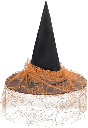 Vista 30 de Zando Sombreros de bruja de encaje para mujer, accesorios de disfraz de Halloween, accesorios de disfraz de bruja plegables para colgar