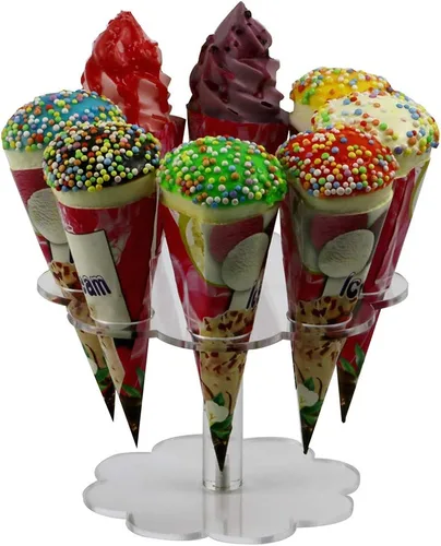 Vista 5 de Platos para Helado/Soporte de Helado Acrílico (6 agujeros en forma de flor)