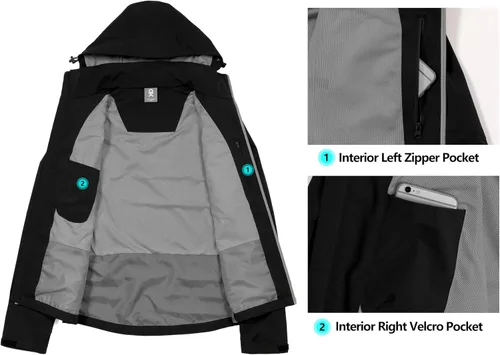 Vista 6 de Little Donkey Andy Chaqueta impermeable para hombre, transpirable, rompevientos para exteriores, con capucha desmontable