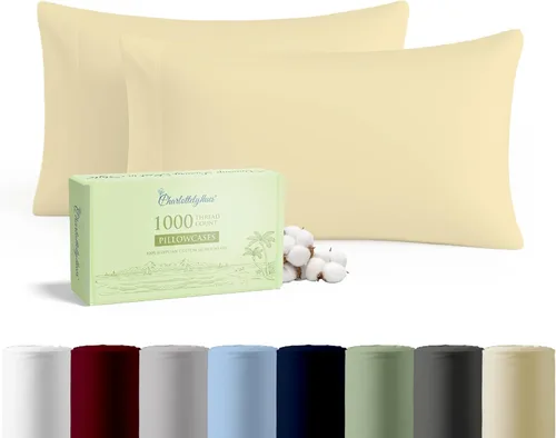 Vista 12 de CharlottelyHues Juego de 2 fundas de almohada 100% algodón egipcio, tamaño Queen (borgoña)