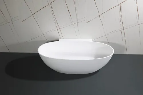 Vista 6 de Kingston Brass VRTRS713522 Acrticstone - Bañera independiente de superficie sólida de 71 pulgadas con drenaje, color blanco mate