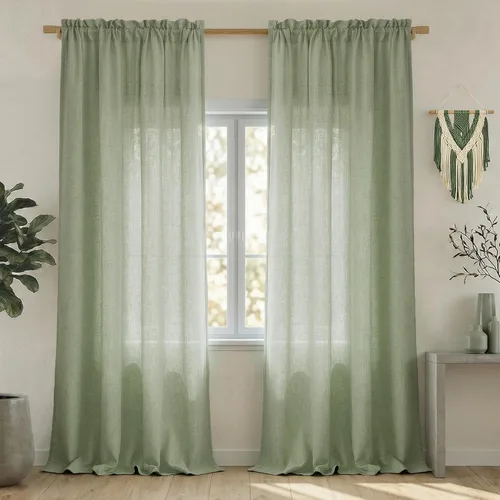 Vista 95 de Mrs.Naturall - Cortinas transparentes con bolsillo para barra de 36x63 pulgadas de lino mezclado negro