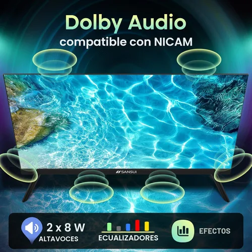Vista 4 de SANSUI 24 pulgadas 768P DLED Smart WebOS TV Televisión pequeña con Chromecast incorporado WebOS hub compatible con HomeKit Compatible