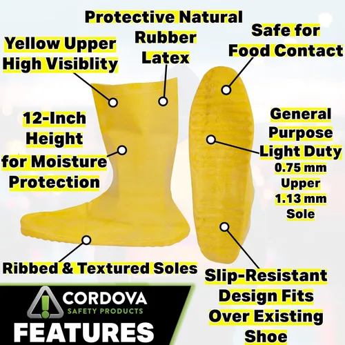 Vista 2 de Cordova LBC10L - Botas unisex de seguridad para adultos, de goma natural amarilla, estilo sobre calzado, grandes, grandes, grandes de EE. UU