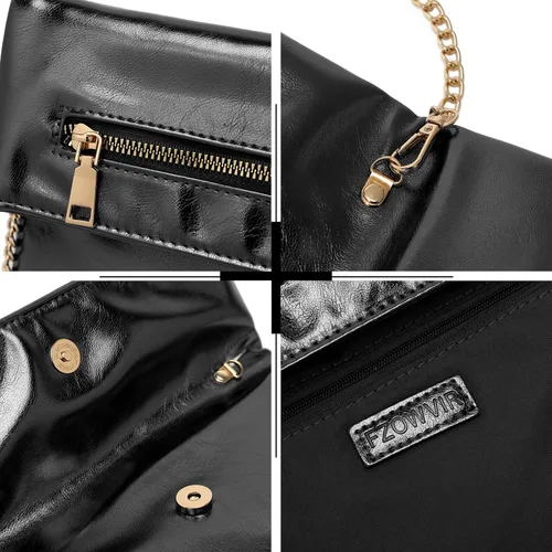 Vista 6 de Bolso de mano para mujer, bolso de noche con correa de cadena, sobre de moda, bolso cruzado de boda formal