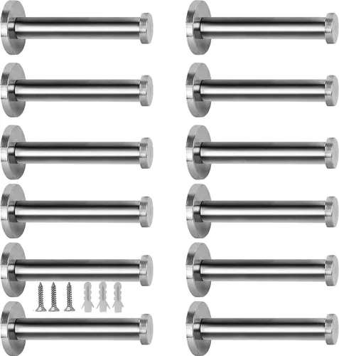 Vista 7 de KINJOEK 6 ganchos para bata de pared de 4 pulgadas, gancho de acero inoxidable cepillado, gancho de pared resistente para toallas de baño