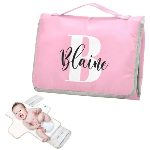 Vista 14 de Cambiador de pañales de bebé beige para niños pequeños, tapete portátil para cambiar pañales con bolsillo de almacenamiento para viajes, aparador
