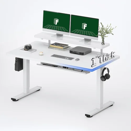 Vista 28 de FLEXISPOT Escritorio Eléctrico de Pie de Una Pieza, 40 x 24 Pulgadas Escritorio Ajustable con Superficie Sin Costuras, Controlador de Memoria