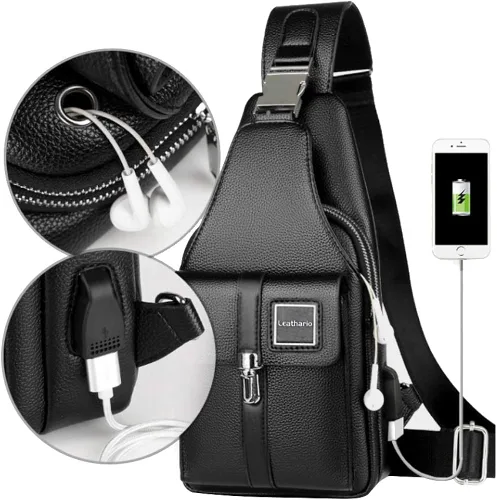 Vista 8 de Leathario Bolso bandolera de cuero para hombre, bolso de hombro, bolso de hombro, bolso casual, multiuso